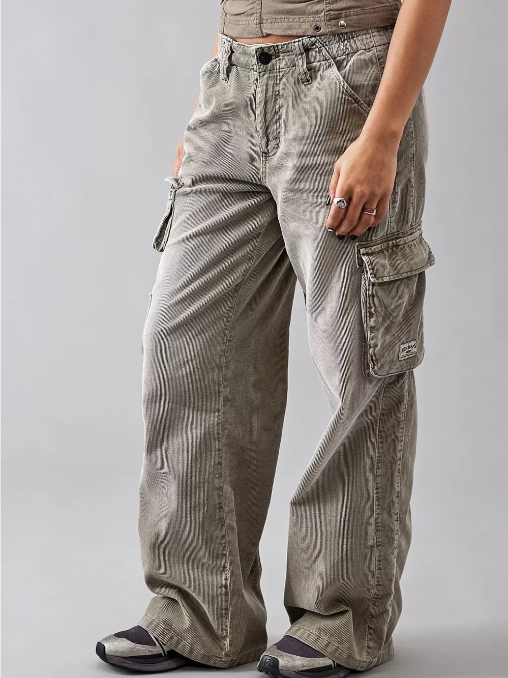 NWT BDG Urban Outfitters Y2K Cyber Corduroy Cargo Pants Sand Large